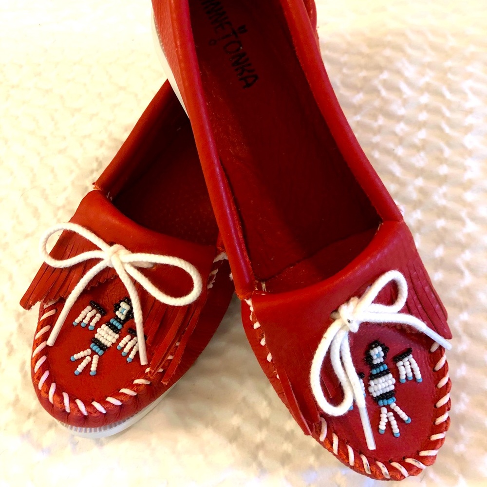 Never worn red moccasins!